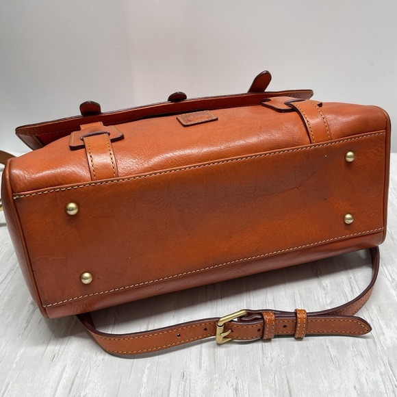 Dooney & Bourke Florentine Flap Tab Satchel Medium Ginger Italian Leather - Picture 6 of 16